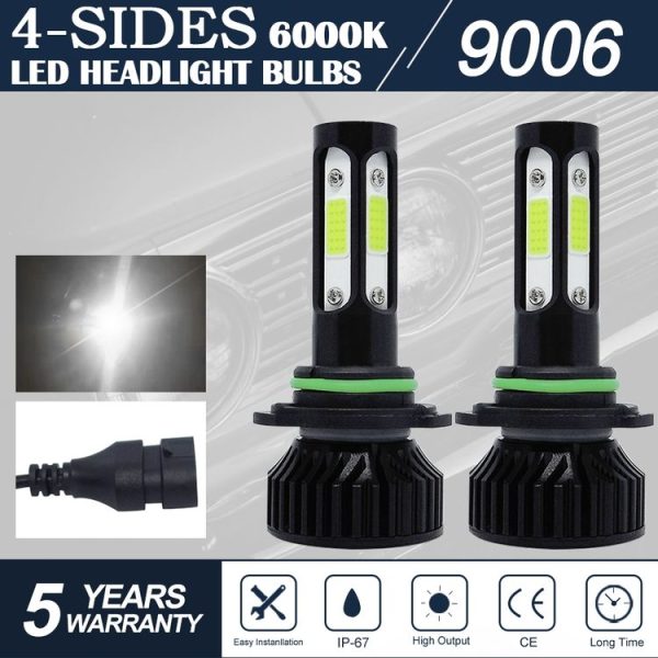 V4 9006 2 PCS DC9-36V 22W 2500LM 6000K White Light IP68 Car LED Headlight Lamps (Black) - Image 4