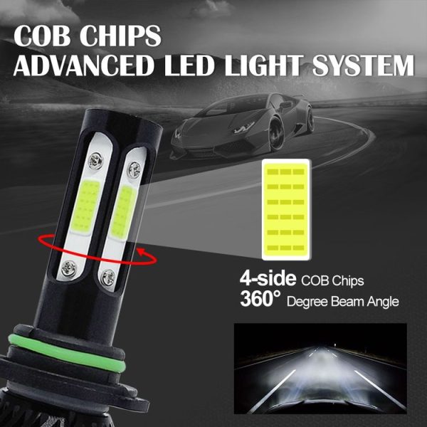 V4 9006 2 PCS DC9-36V 22W 2500LM 6000K White Light IP68 Car LED Headlight Lamps (Black) - Image 7