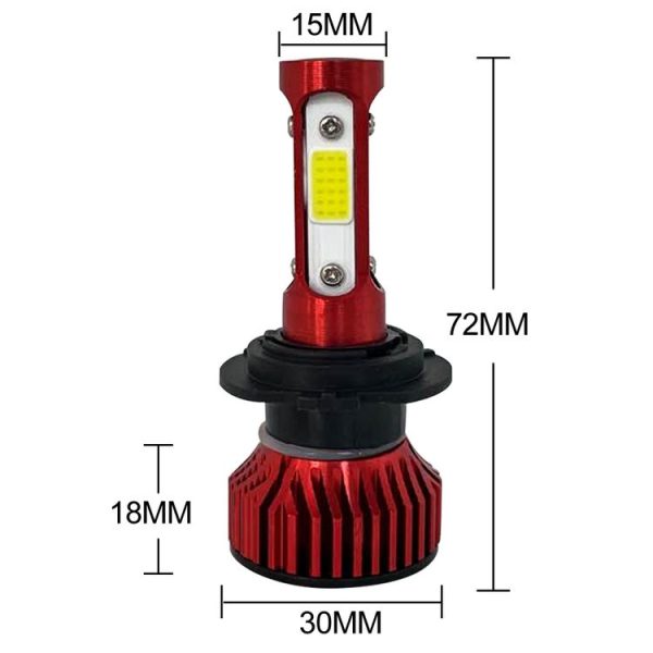 V4 H7 2 PCS DC9-36V 22W 2500LM 8000K Ice Blue Light IP68 Car LED Headlight Lamps (Red) - Image 3