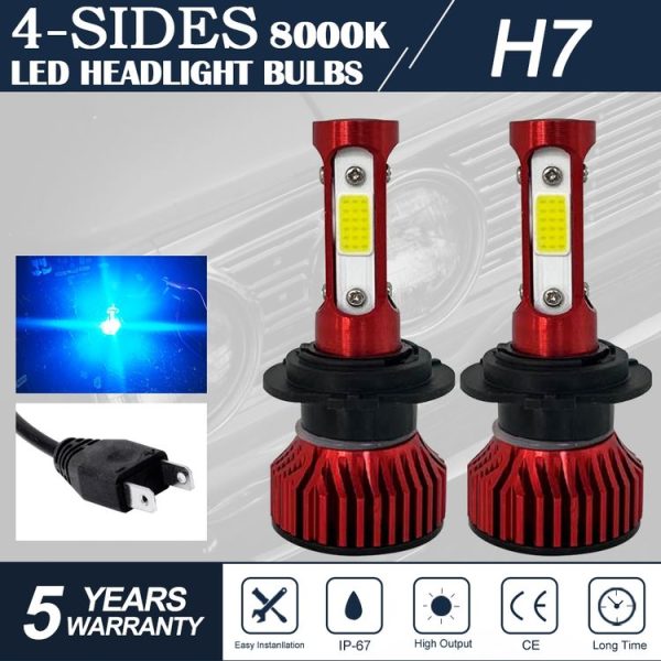 V4 H7 2 PCS DC9-36V 22W 2500LM 8000K Ice Blue Light IP68 Car LED Headlight Lamps (Red) - Image 4