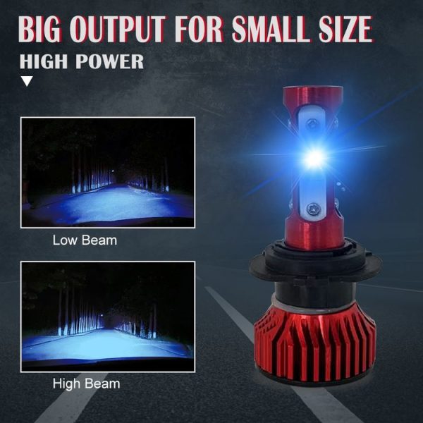 V4 H7 2 PCS DC9-36V 22W 2500LM 8000K Ice Blue Light IP68 Car LED Headlight Lamps (Red) - Image 5