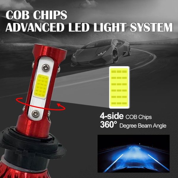 V4 H7 2 PCS DC9-36V 22W 2500LM 8000K Ice Blue Light IP68 Car LED Headlight Lamps (Red) - Image 7