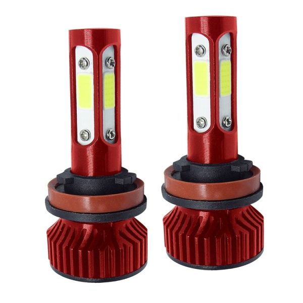 V4 H8 / H9 / H11 2 PCS DC9-36V 22W 2500LM 8000K Ice Blue Light IP68 Car LED Headlight Lamps (Red)