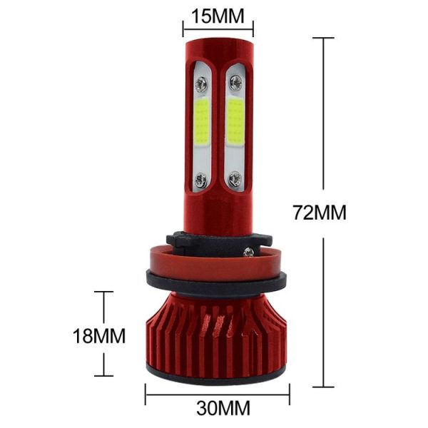 V4 H8 / H9 / H11 2 PCS DC9-36V 22W 2500LM 8000K Ice Blue Light IP68 Car LED Headlight Lamps (Red) - Image 3