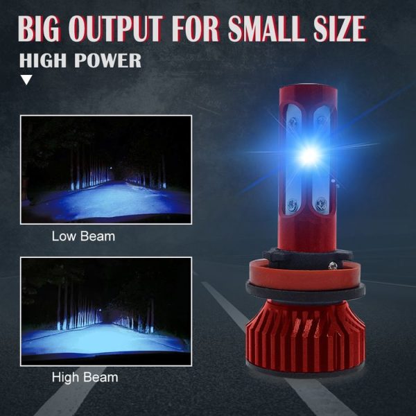 V4 H8 / H9 / H11 2 PCS DC9-36V 22W 2500LM 8000K Ice Blue Light IP68 Car LED Headlight Lamps (Red) - Image 5