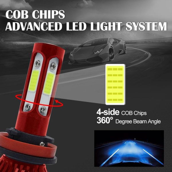 V4 H8 / H9 / H11 2 PCS DC9-36V 22W 2500LM 8000K Ice Blue Light IP68 Car LED Headlight Lamps (Red) - Image 7