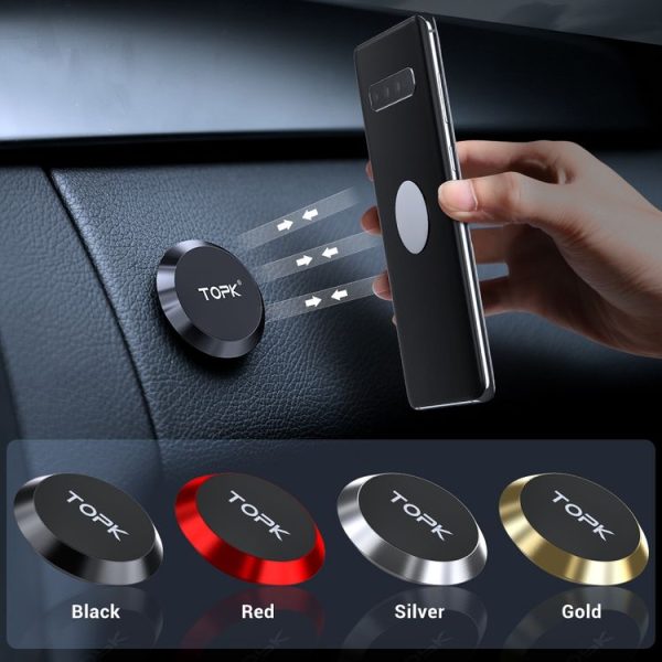 TOPK D21 Car Mobile Phone Holder Magnetic Universal In-car Phone Holder Stand (Red) - Image 8