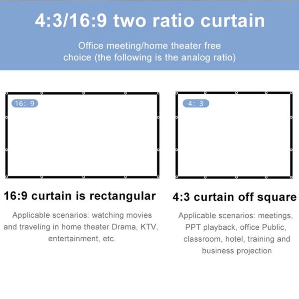 Folding Milk Silk Polyester Projector Film Curtain, Size: 72 inch (4: 3) Projection Area: 146 x 110cm - Image 4