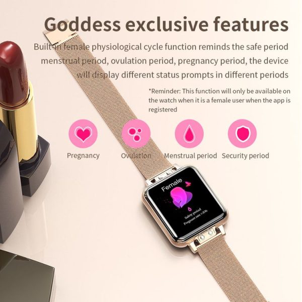 ZL13 1.22 inch Color Screen IP67 Waterproof Smart Watch, Support Sleep Monitor / Heart Rate Monitor / Menstrual Cycle Reminder, Style: Red Leather Strap - Image 7