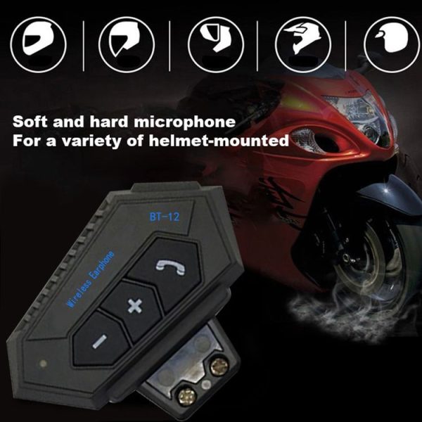 BT12 Motorcycle Helmet Bluetooth Headset Motorcycle Intercom Bluetooth Headset - Image 4