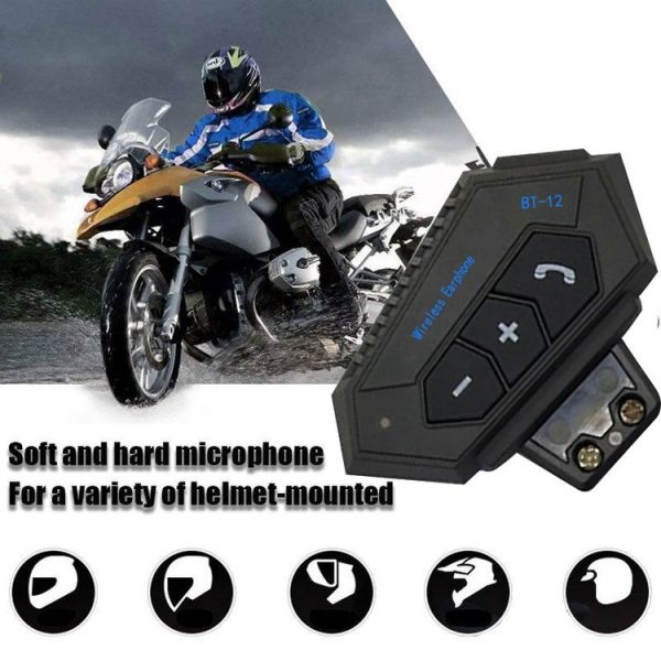 BT12 Motorcycle Helmet Bluetooth Headset Motorcycle Intercom Bluetooth Headset - Image 7