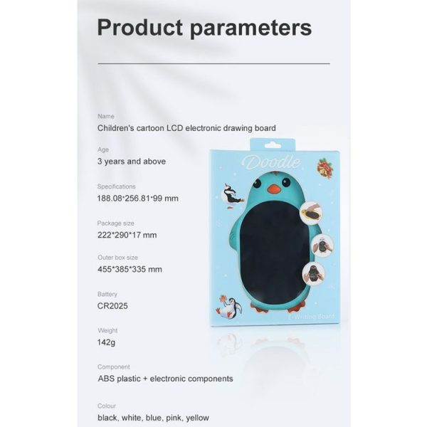Color LCD Tablet Children Cartoon LCD Electronic Drawing Board (Blue) - Image 12