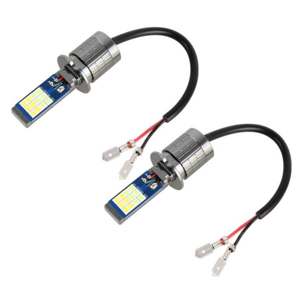 H3 2 PCS DC12-24V / 10.5W Car Double Colors Fog Lights with 24LEDs SMD-3030 & Constant Current, Box Packaging (White Light + Ice Blue Light)