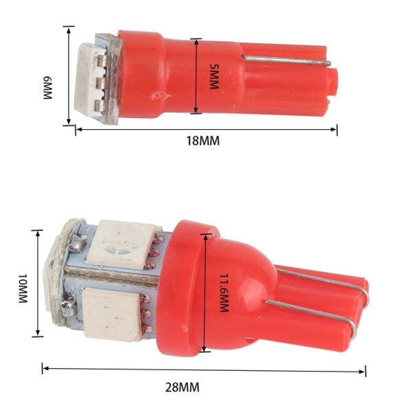 70 PCS T5 / T10 Car Modification LED Indicator Light with T5 / T10 Lamp Holder (Yellow Light) - Image 6