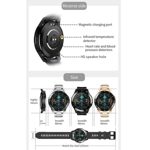 GT3 1.3 inch Full-fit Round Screen Smart Watch, Support Sleep Monitor / Heart Rate Monitor / Temperature Monitoring (Black) - Image 12