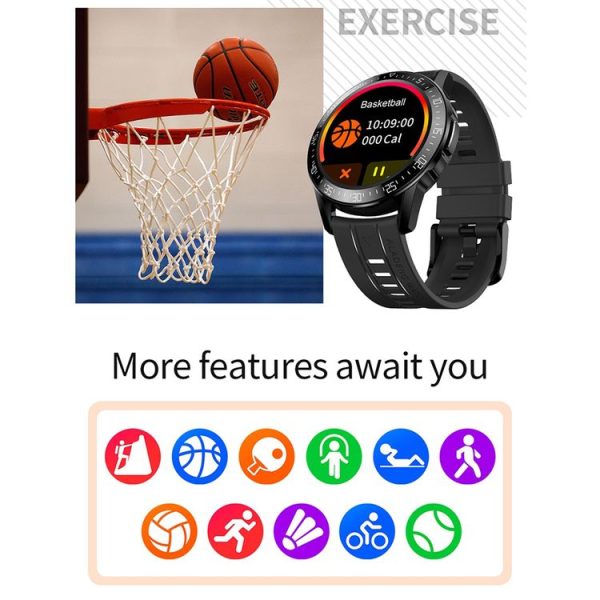 GT3 1.3 inch Full-fit Round Screen Smart Watch, Support Sleep Monitor / Heart Rate Monitor / Temperature Monitoring (Black) - Image 9
