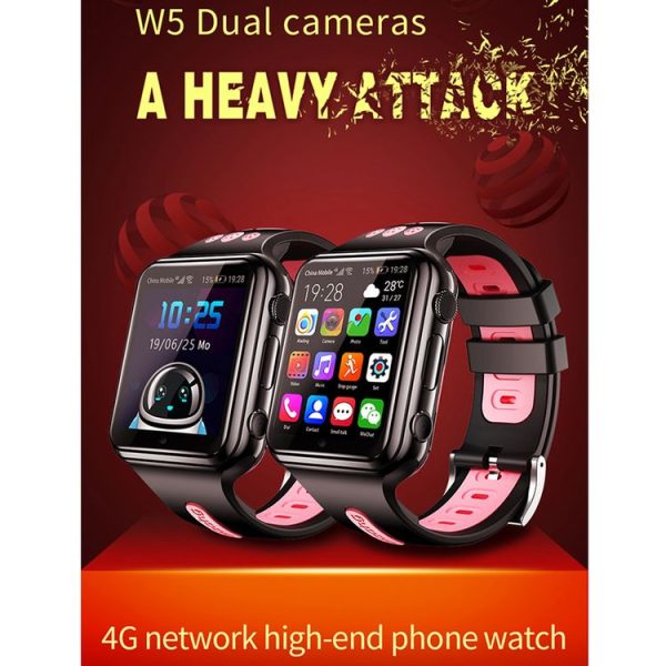 W5 1.54 inch Full-fit Screen Dual Cameras Smart Phone Watch, Support SIM Card / GPS Tracking / Real-time Trajectory / Temperature Monitoring, 1GB+4GB (Black Blue) - Image 2