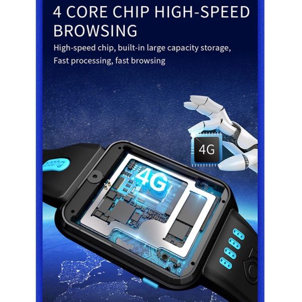 W5 1.54 inch Full-fit Screen Dual Cameras Smart Phone Watch, Support SIM Card / GPS Tracking / Real-time Trajectory / Temperature Monitoring, 1GB+4GB (Black Blue) - Image 7