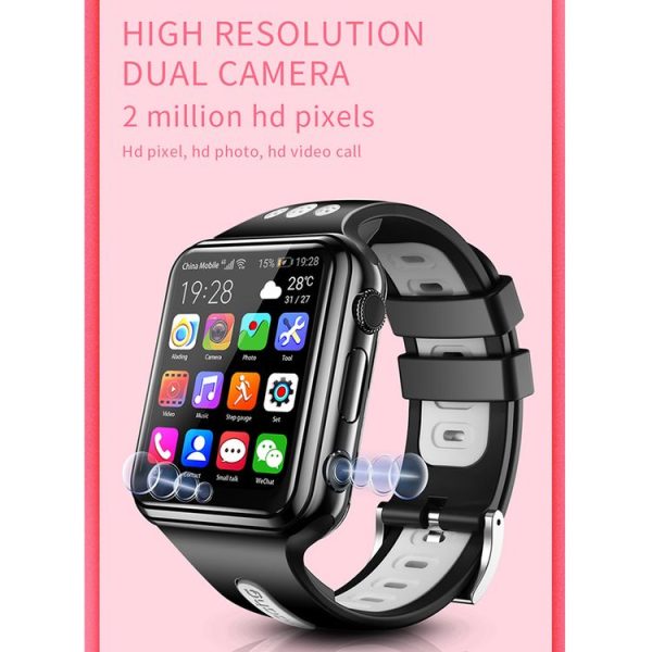 W5 1.54 inch Full-fit Screen Dual Cameras Smart Phone Watch, Support SIM Card / GPS Tracking / Real-time Trajectory / Temperature Monitoring, 1GB+4GB (Black Blue) - Image 9
