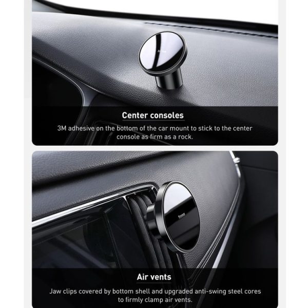 Baseus SULD-01 Car Dashboard Air Outlet Magnetic Mobile Phone Bracket Holder (Black) - Image 9