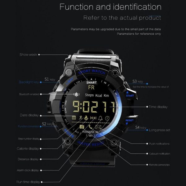 Lokmat MK16 LCD Screen 50m Waterproof Smart Watch, Support Information Reminder / Remote Camera / Walking Motion Monitor (Black) - Image 16