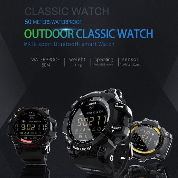 Lokmat MK16 LCD Screen 50m Waterproof Smart Watch, Support Information Reminder / Remote Camera / Walking Motion Monitor (Black) - Image 3