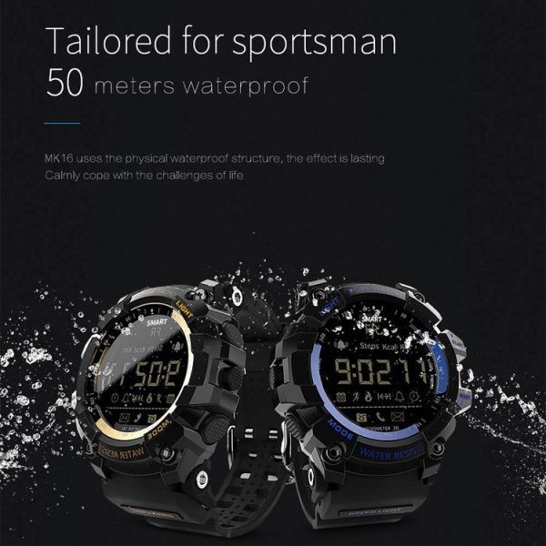 Lokmat MK16 LCD Screen 50m Waterproof Smart Watch, Support Information Reminder / Remote Camera / Walking Motion Monitor (Black) - Image 6
