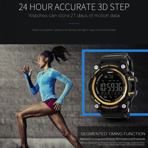 Lokmat MK16 LCD Screen 50m Waterproof Smart Watch, Support Information Reminder / Remote Camera / Walking Motion Monitor (Black) - Image 7