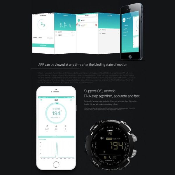 Lokmat MK16 LCD Screen 50m Waterproof Smart Watch, Support Information Reminder / Remote Camera / Walking Motion Monitor (Black) - Image 9