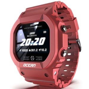 Lokmat OCEAN 1.14 inch TFT Touch Screen IP68 Waterproof Smart Watch, Support Information Reminder / Sleep Monitor / Sport Record (Wine Red)