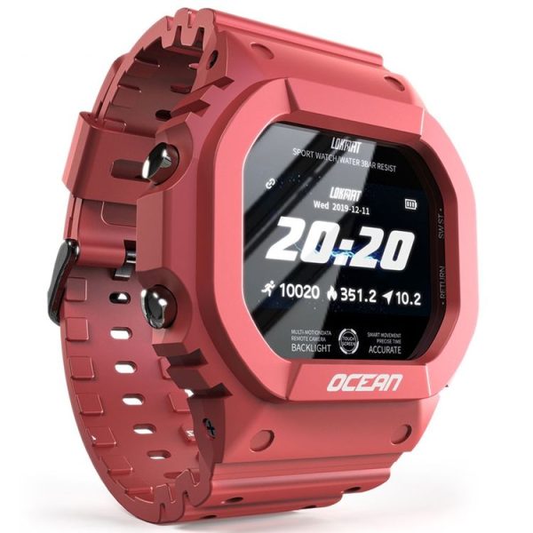 Lokmat OCEAN 1.14 inch TFT Touch Screen IP68 Waterproof Smart Watch, Support Information Reminder / Sleep Monitor / Sport Record (Wine Red) - Image 2