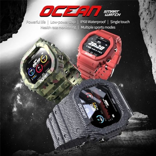 Lokmat OCEAN 1.14 inch TFT Touch Screen IP68 Waterproof Smart Watch, Support Information Reminder / Sleep Monitor / Sport Record (Wine Red) - Image 4