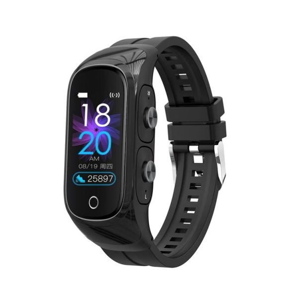 HAMTOD N8 0.96 inch Color Screen Smart Watch, Support Bluetooth Dual Headset Calls / Multiple Sports Modes / Message Push / Heart Rate Monitoring / Sleep Monitoring / Blood Pressure Measurement / Weather (Black)
