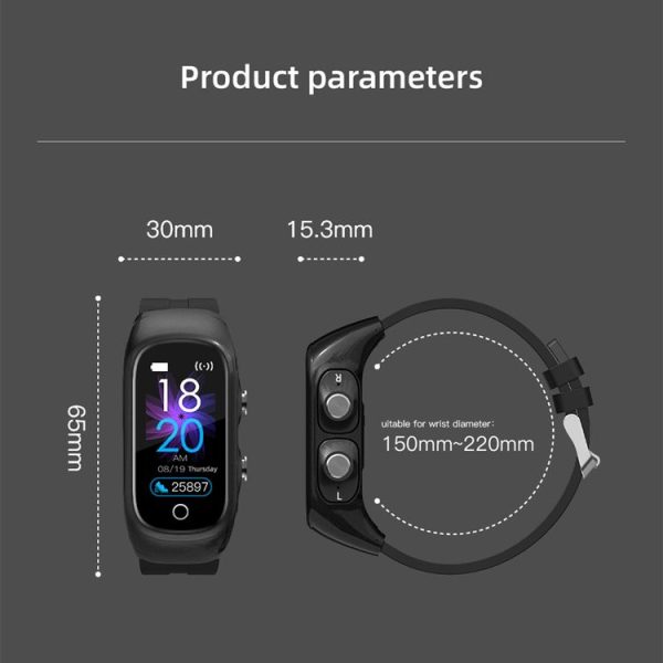 HAMTOD N8 0.96 inch Color Screen Smart Watch, Support Bluetooth Dual Headset Calls / Multiple Sports Modes / Message Push / Heart Rate Monitoring / Sleep Monitoring / Blood Pressure Measurement / Weather (Black) - Image 17