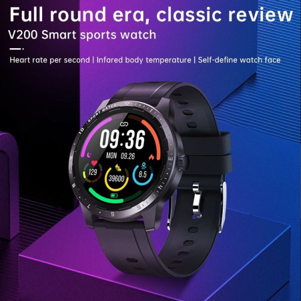 HAMTOD V200 1.28 inch HD Color Screen Smart Sport Watch, Support Multiple Sports Modes / Message Push / Heart Rate Monitoring / Sleep Monitoring / Blood Pressure Measurement (Black) - Image 5