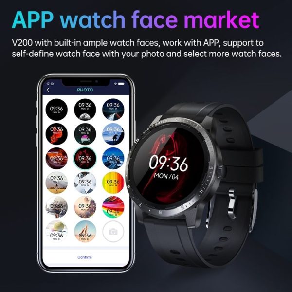 HAMTOD V200 1.28 inch HD Color Screen Smart Sport Watch, Support Multiple Sports Modes / Message Push / Heart Rate Monitoring / Sleep Monitoring / Blood Pressure Measurement (Black) - Image 8