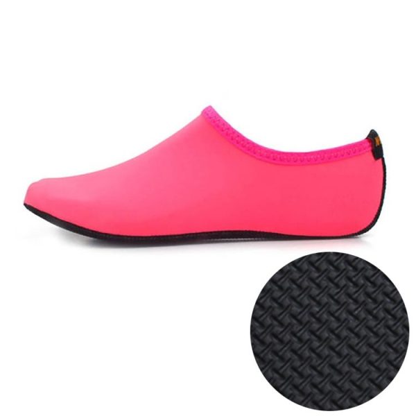 3mm Non-slip Rubber Embossing Texture Sole Solid Color Diving Shoes and Socks, One Pair, Size: XXXL (Pink)