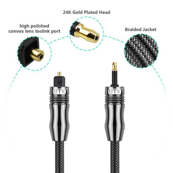 EMK OD6.0mm 3.5mm Digital Sound Toslink to Mini Toslink Digital Optical Audio Cable, Length: 2m - Image 6