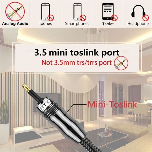 EMK OD6.0mm 3.5mm Digital Sound Toslink to Mini Toslink Digital Optical Audio Cable, Length: 2m - Image 7