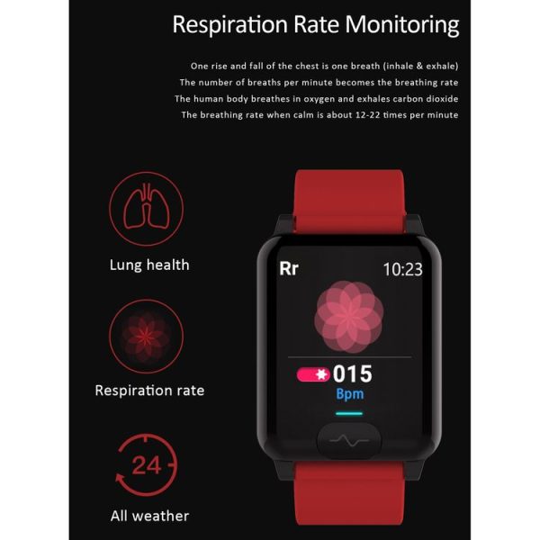 E04S 1.3 inch TFT Color Screen IP68 Waterproof Smart Bracelet, Support Body Temperature Monitoring / Blood Oxygen Monitoring / Heart Rate Monitoring, Style: TPU Strap (Red) - Image 10