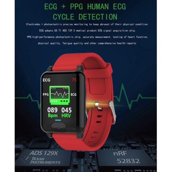 E04S 1.3 inch TFT Color Screen IP68 Waterproof Smart Bracelet, Support Body Temperature Monitoring / Blood Oxygen Monitoring / Heart Rate Monitoring, Style: TPU Strap (Red) - Image 11