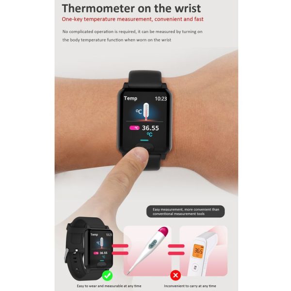 E04S 1.3 inch TFT Color Screen IP68 Waterproof Smart Bracelet, Support Body Temperature Monitoring / Blood Oxygen Monitoring / Heart Rate Monitoring, Style: TPU Strap (Red) - Image 5