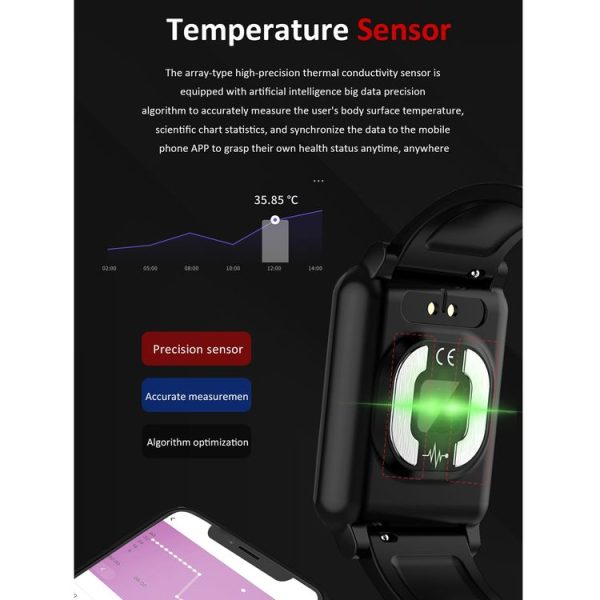 E04S 1.3 inch TFT Color Screen IP68 Waterproof Smart Bracelet, Support Body Temperature Monitoring / Blood Oxygen Monitoring / Heart Rate Monitoring, Style: TPU Strap (Red) - Image 6