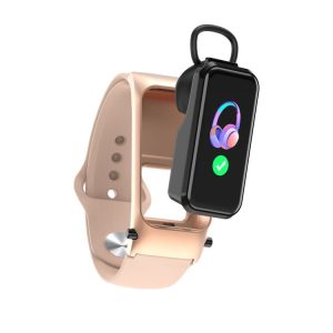 X4 1.14 inch HD Screen Bluetooth Earphone Smart Bracelet, Support Sleep Monitoring / Body Temperature Monitoring / Heart Rate Monitoring (Rose Gold)