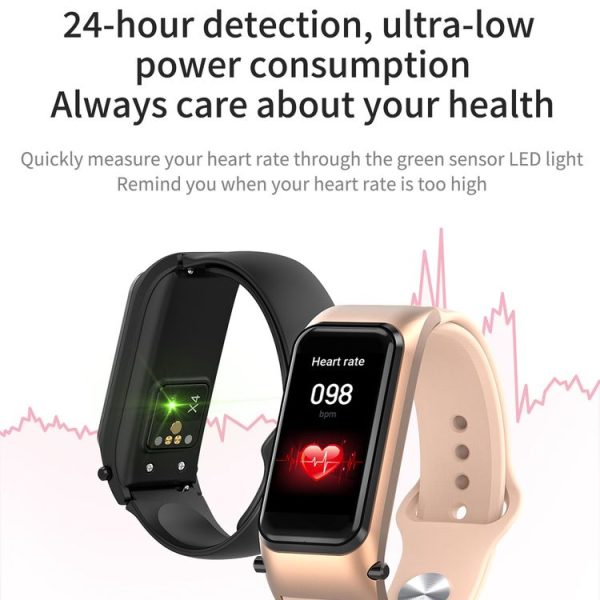 X4 1.14 inch HD Screen Bluetooth Earphone Smart Bracelet, Support Sleep Monitoring / Body Temperature Monitoring / Heart Rate Monitoring (Rose Gold) - Image 12