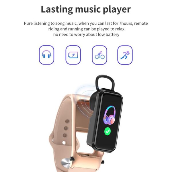 X4 1.14 inch HD Screen Bluetooth Earphone Smart Bracelet, Support Sleep Monitoring / Body Temperature Monitoring / Heart Rate Monitoring (Rose Gold) - Image 17