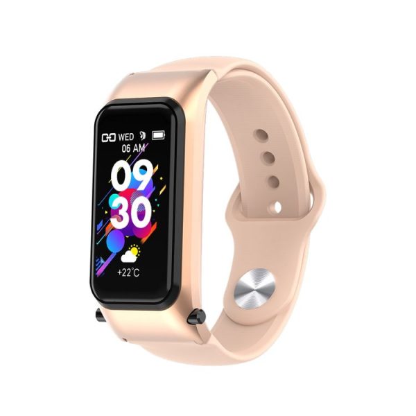 X4 1.14 inch HD Screen Bluetooth Earphone Smart Bracelet, Support Sleep Monitoring / Body Temperature Monitoring / Heart Rate Monitoring (Rose Gold) - Image 2