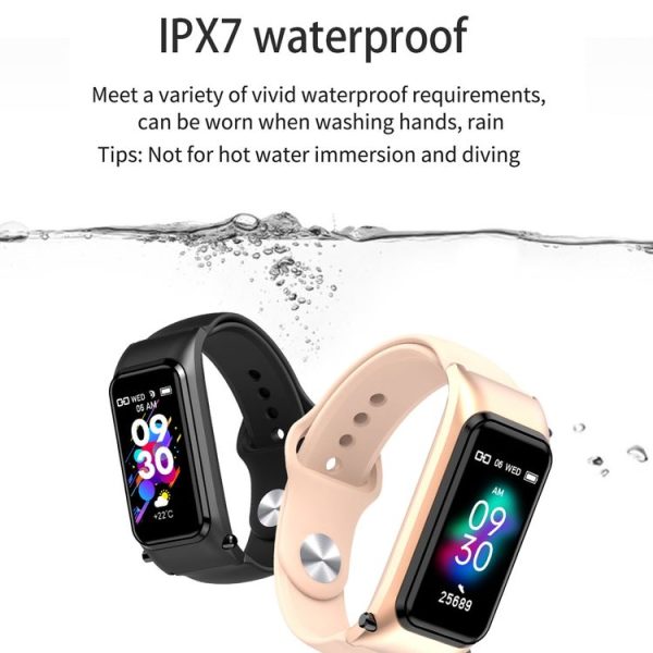 X4 1.14 inch HD Screen Bluetooth Earphone Smart Bracelet, Support Sleep Monitoring / Body Temperature Monitoring / Heart Rate Monitoring (Rose Gold) - Image 21