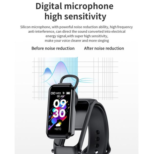 X4 1.14 inch HD Screen Bluetooth Earphone Smart Bracelet, Support Sleep Monitoring / Body Temperature Monitoring / Heart Rate Monitoring (Rose Gold) - Image 23