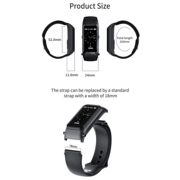 X4 1.14 inch HD Screen Bluetooth Earphone Smart Bracelet, Support Sleep Monitoring / Body Temperature Monitoring / Heart Rate Monitoring (Rose Gold) - Image 3